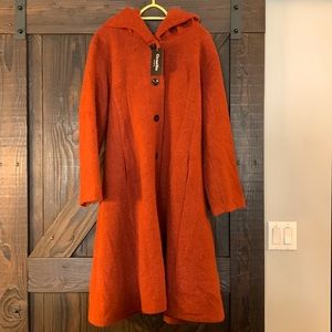 Rust coloured wool jacket.